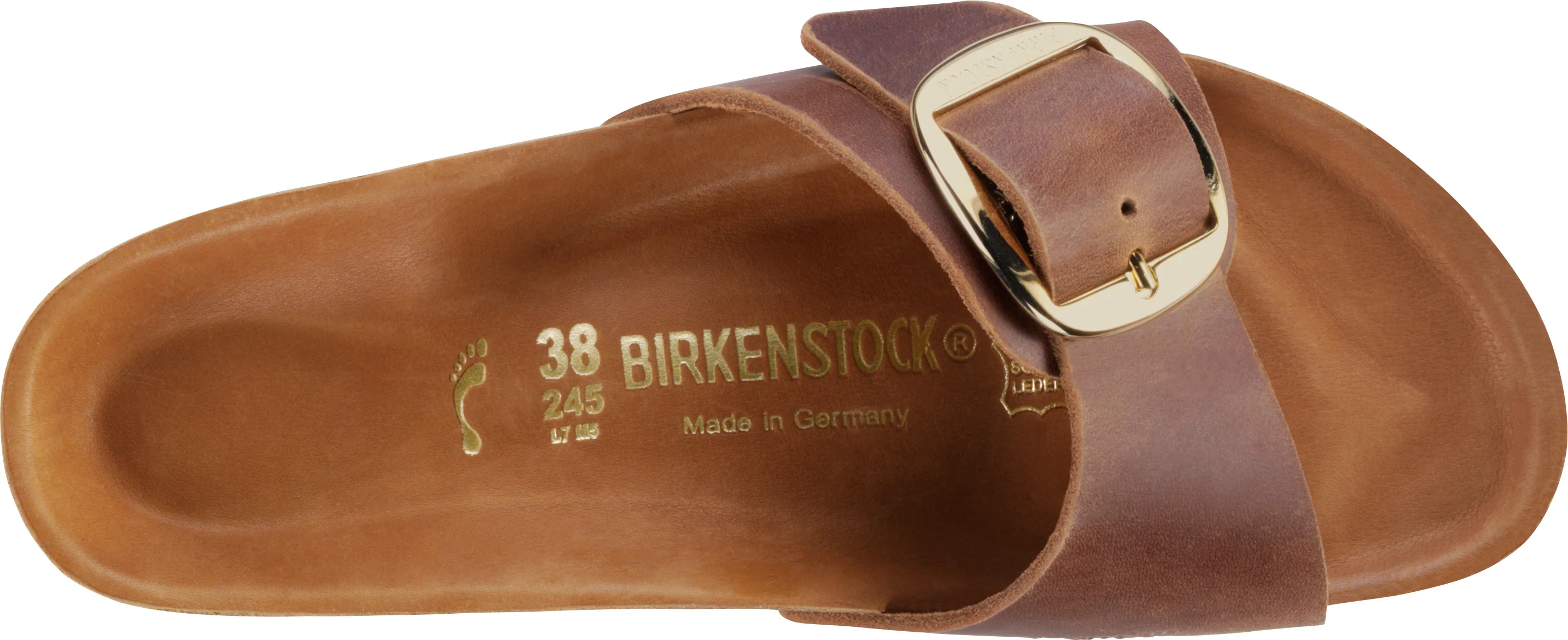 Madrid Big Buckle Oiled Leather Cognac -narrow Fit - Image 3