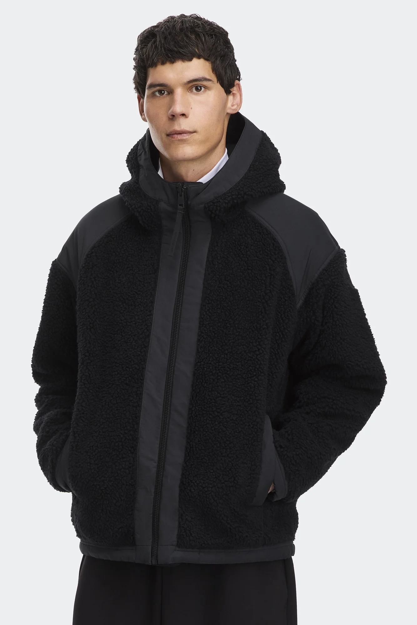 Alberni Reversible Fleece Bomber Black Black - Image 2