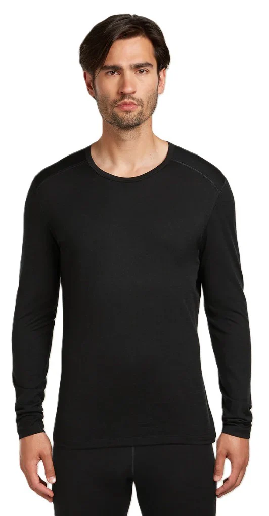 Mens Merino 200 Oasis LS Crewe Black - Image 2