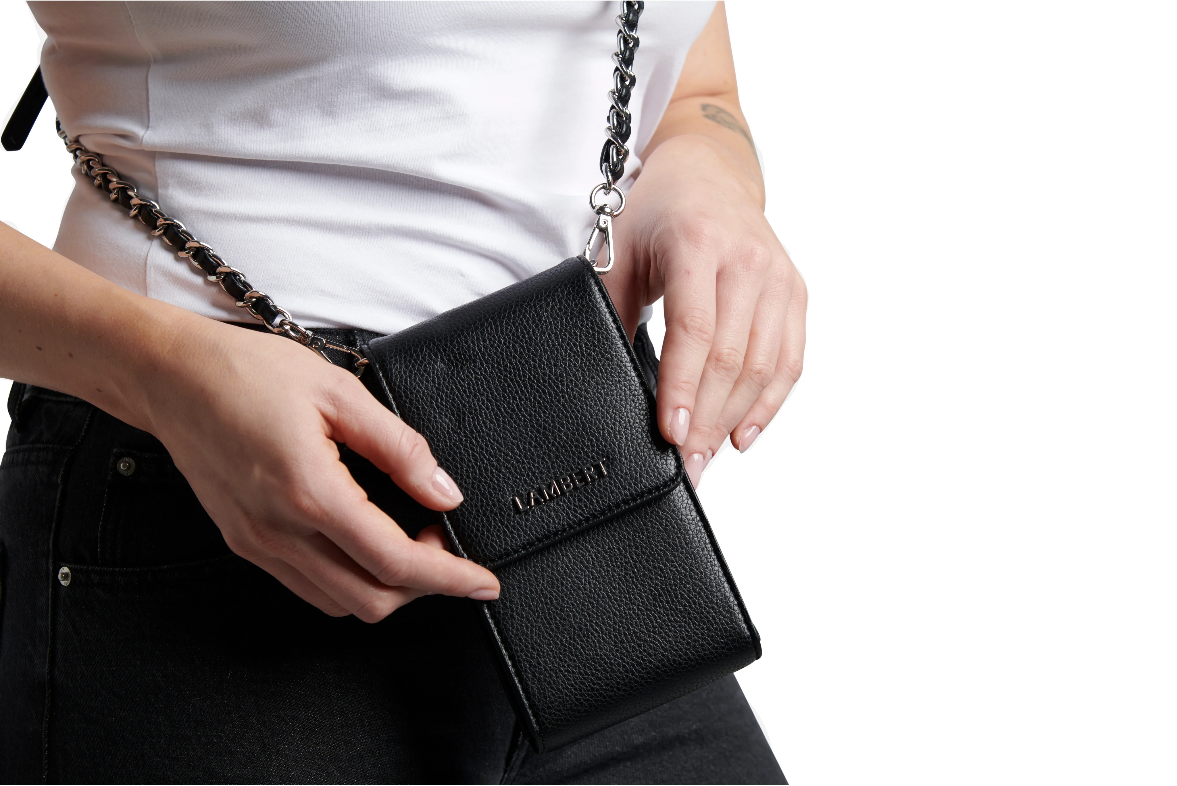 Phone Crossbody Black Pebble