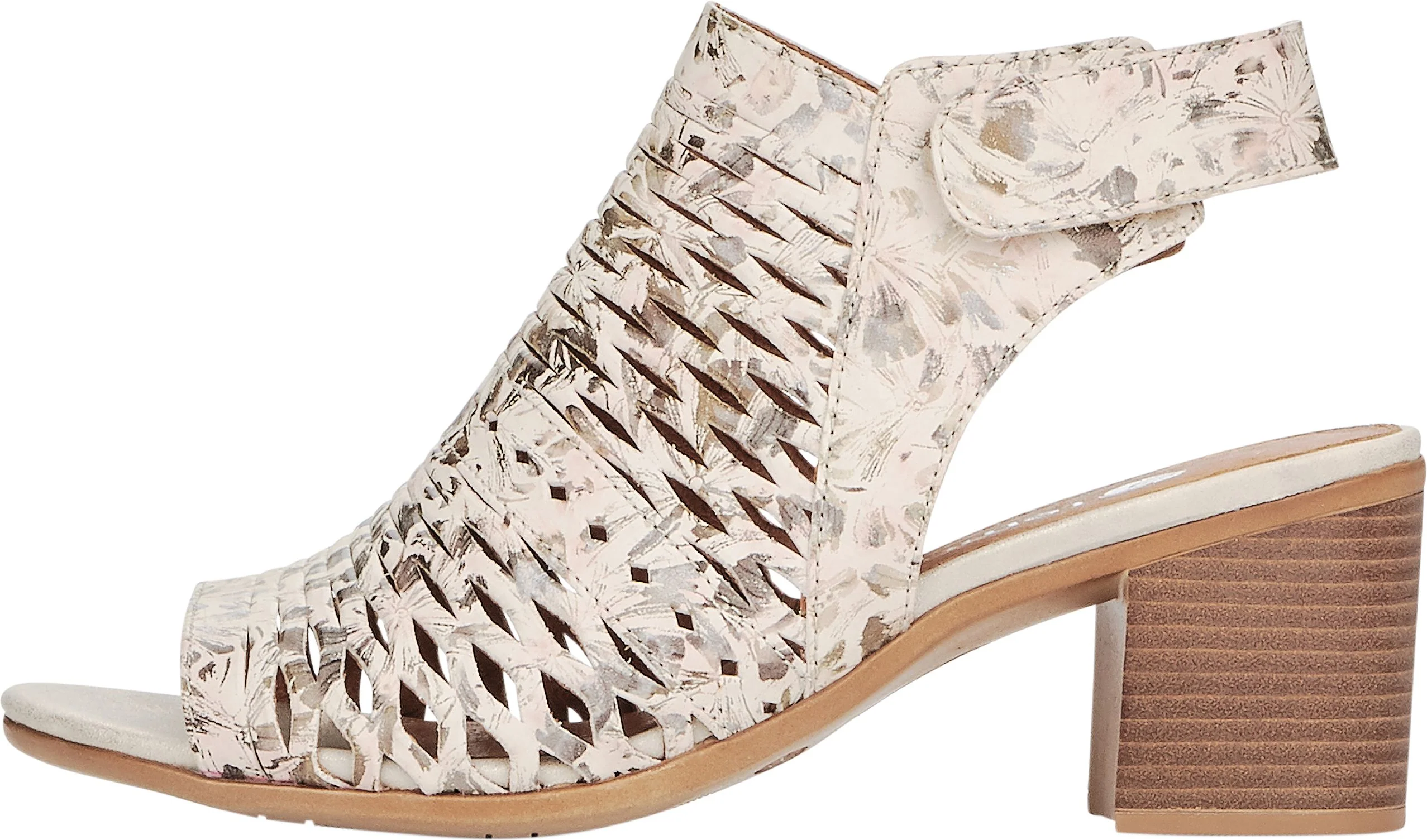 Beige Metallic Perforated Sandal - Image 3