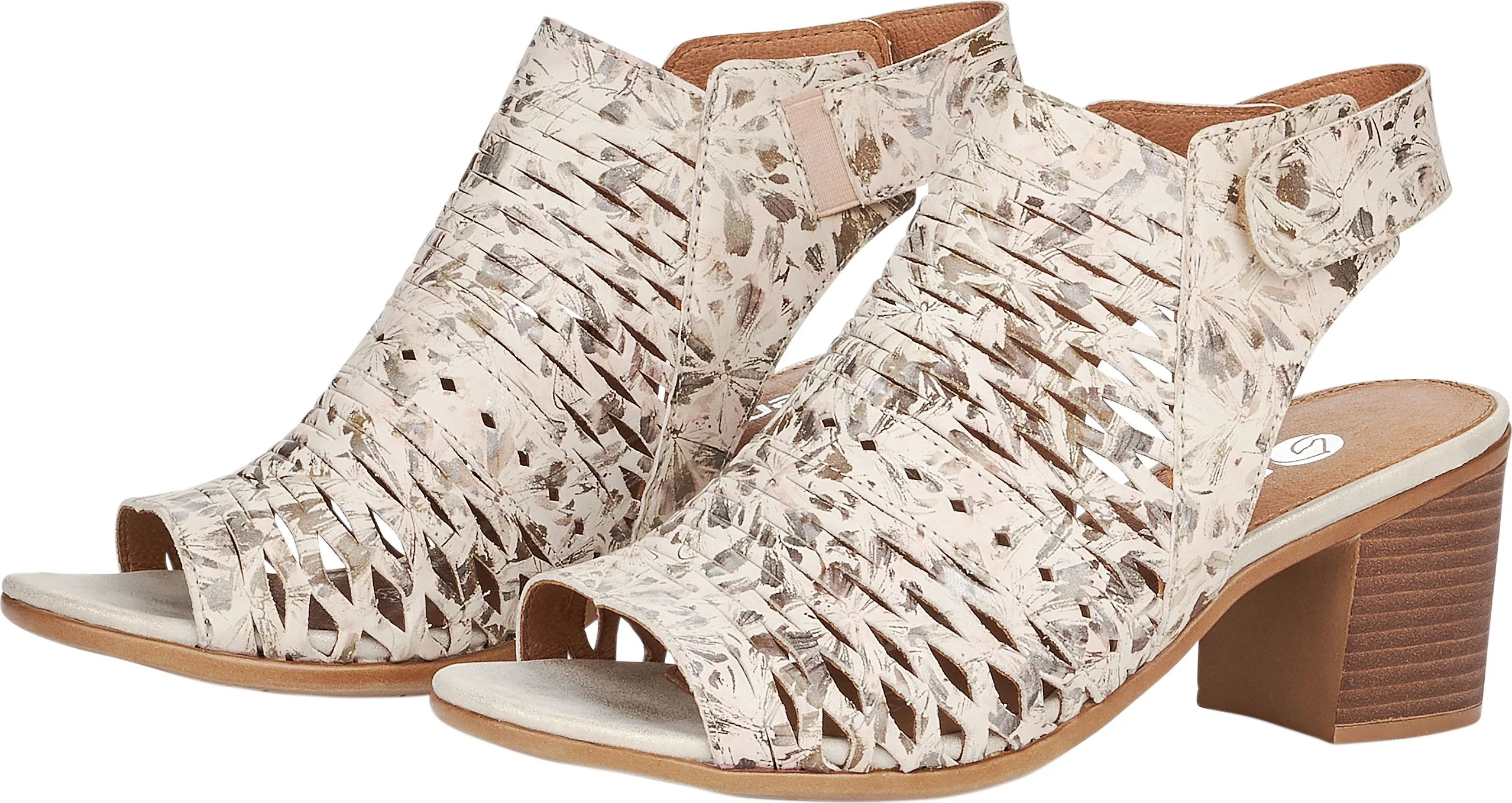 Beige Metallic Perforated Sandal - Image 8