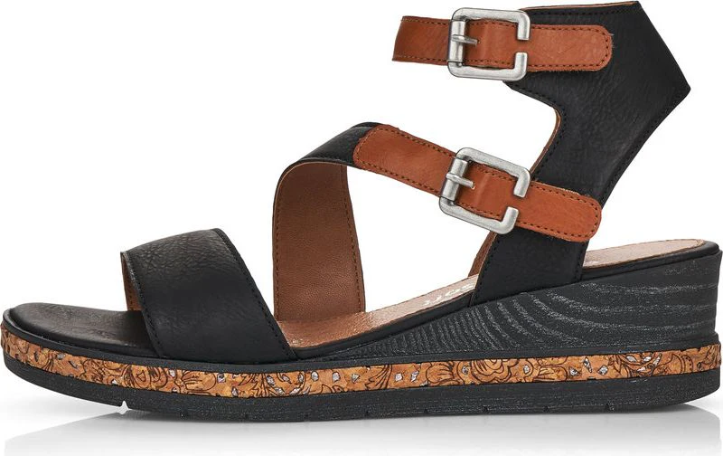 Black Ankle Strap Wedge Sandal - Image 3
