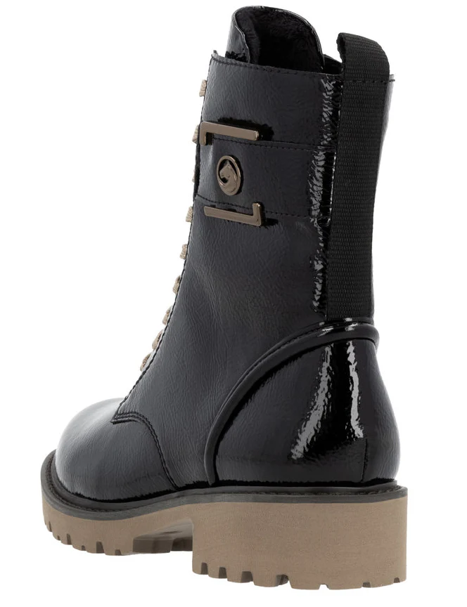 Black Lined Lace Up Boot - Image 5