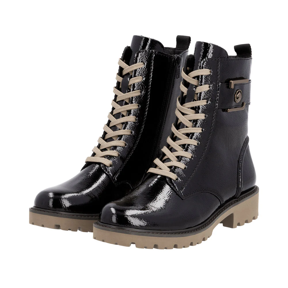 Black Lined Lace Up Boot - Image 8