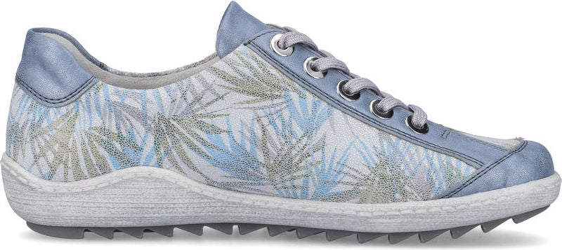 Blue Pattern Lace Up With Side Zip - Image 2