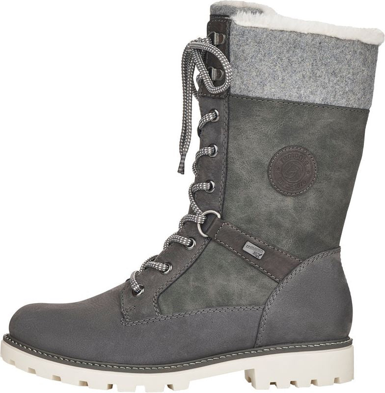 Tall Grey Lace Up Boot - Image 5