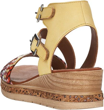 Yellow/ Woven Multi Front/Ankle Strap Wedge Sandal - Image 5