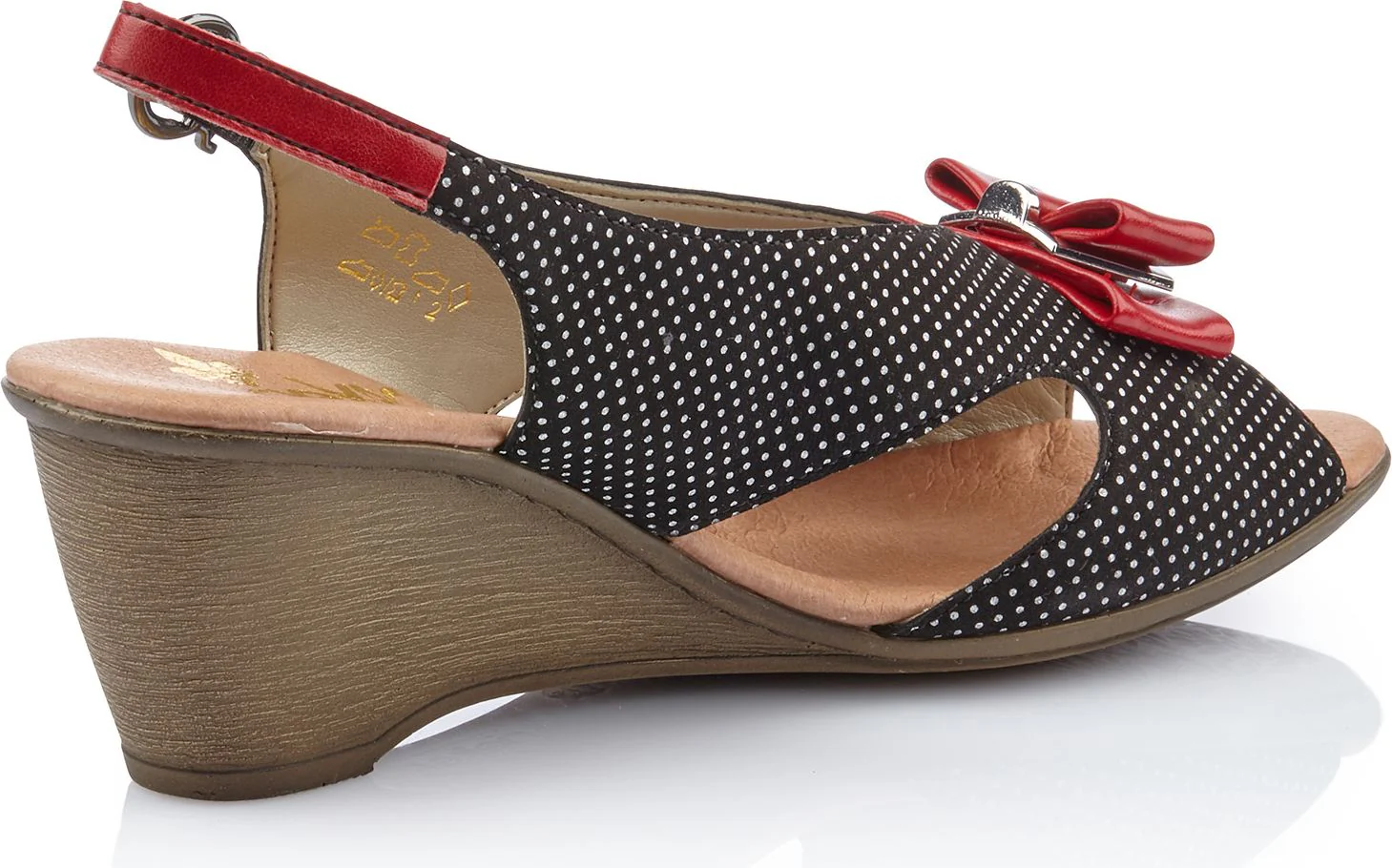 V1171-00 - Black Sling Back With Red Bow - Image 2
