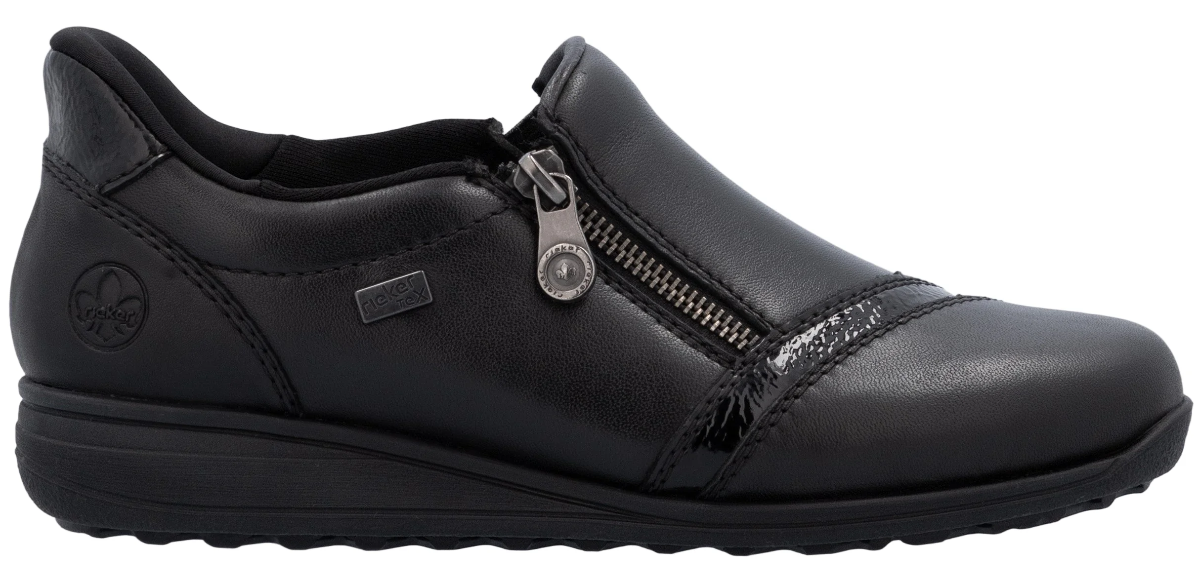Black Slip On W Side Zip