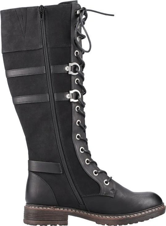 Black Tall Lace Up Boot - Image 2