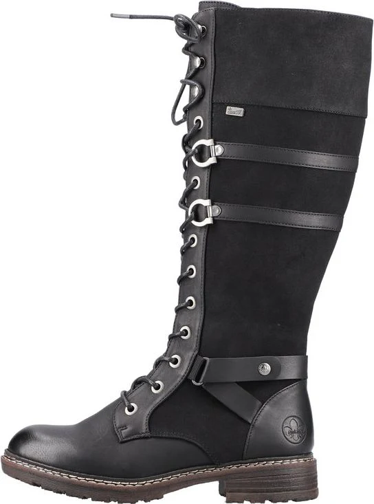 Black Tall Lace Up Boot - Image 9