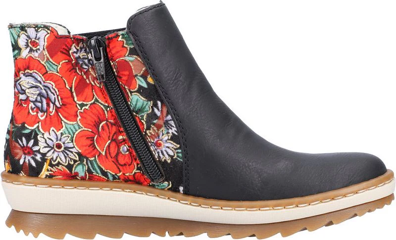 Navy Boot With Floral Printed Heel - Image 2