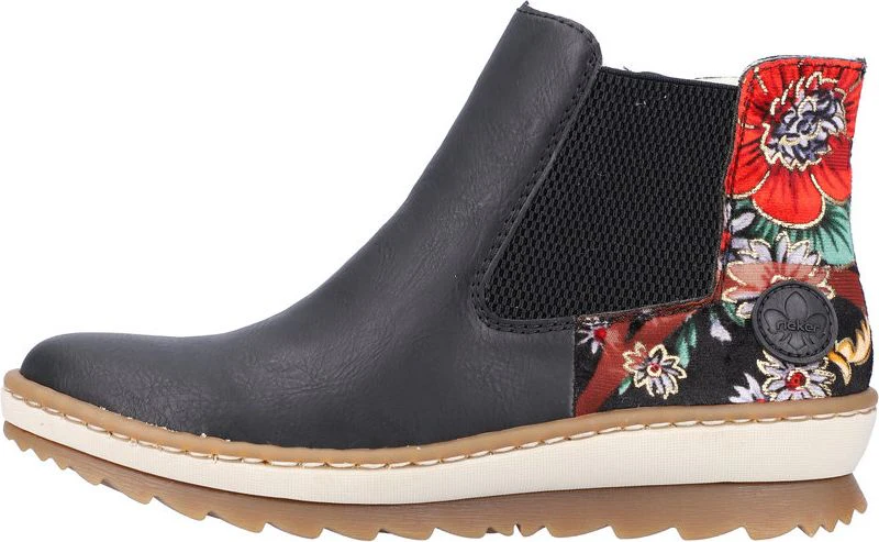 Navy Boot With Floral Printed Heel - Image 3