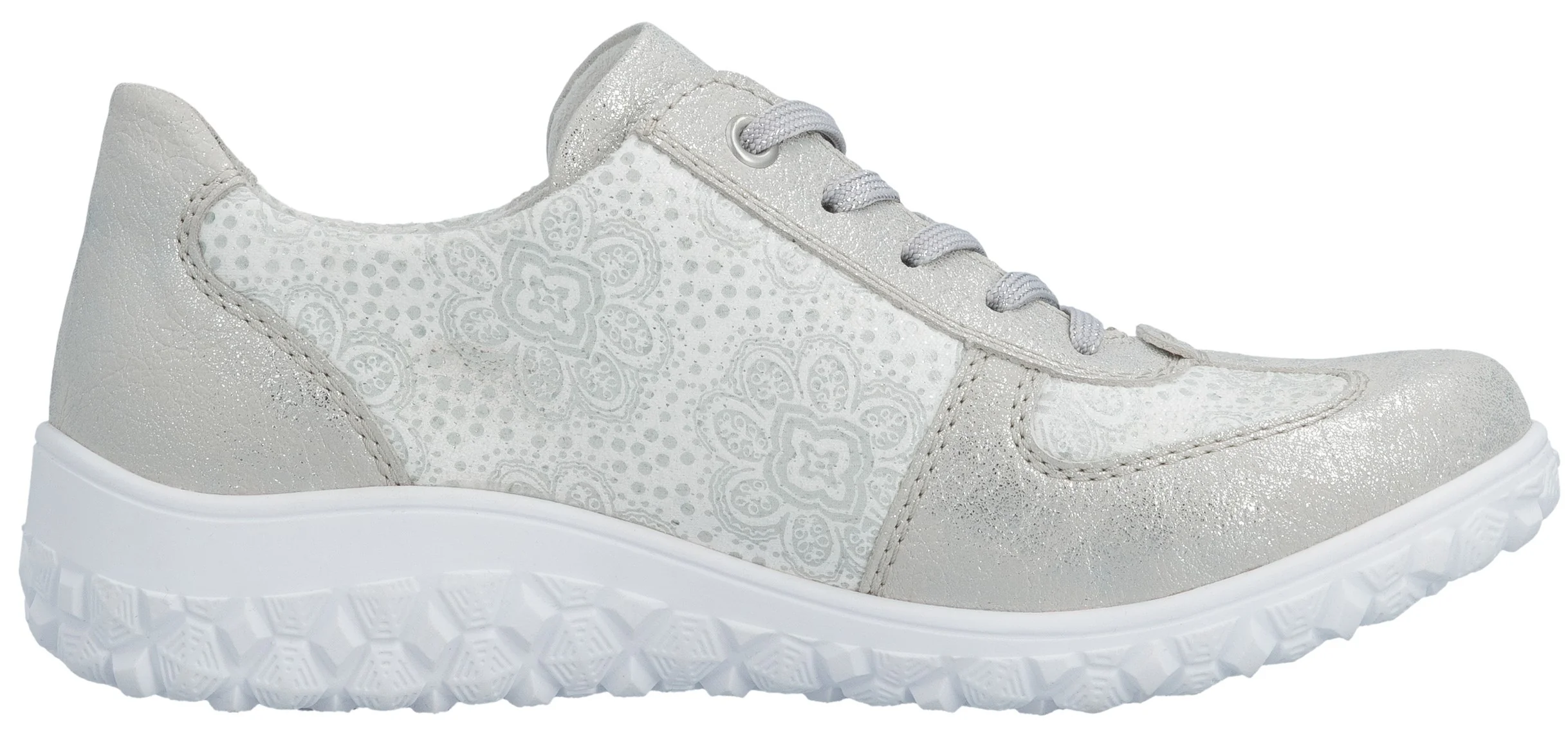 Silver/White Lace Up W Side Zip
