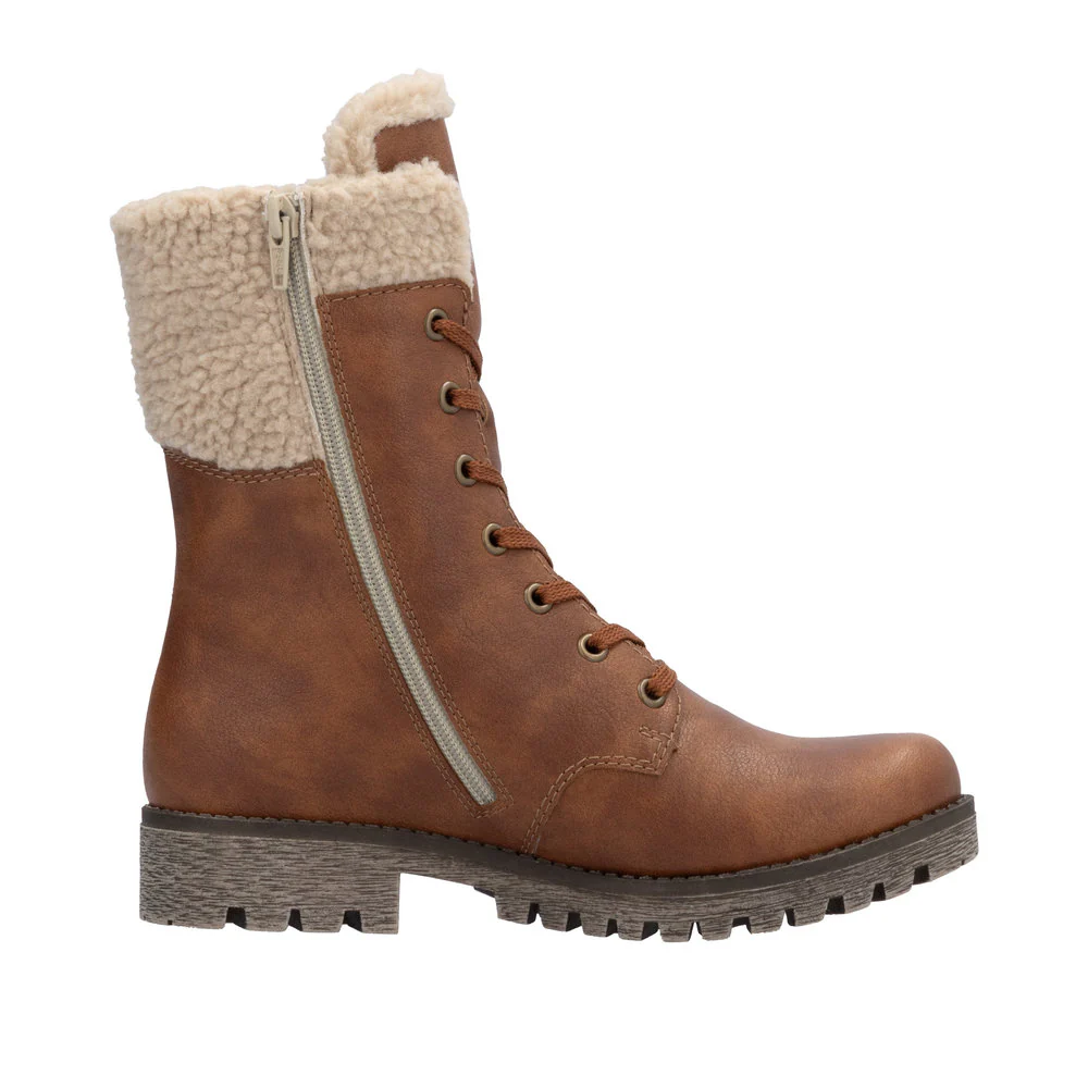 Tan Warm Lined Lace Up Boot - Image 2