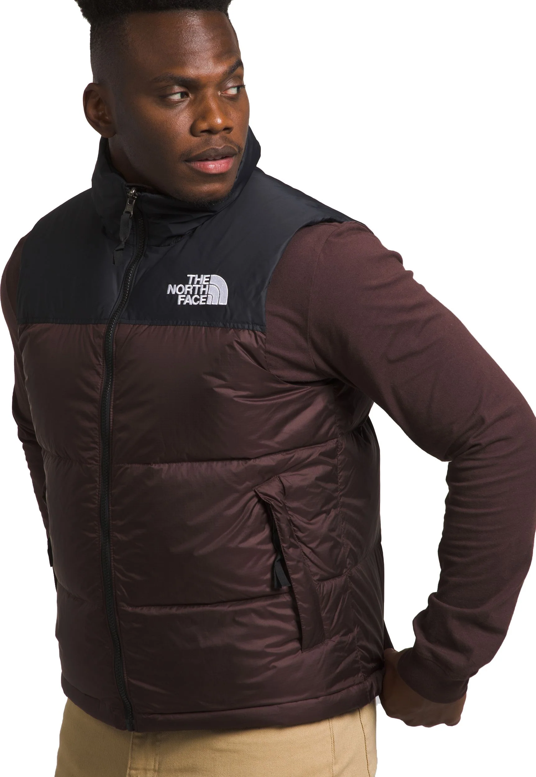 Men's 1996 Retro Nuptse Vest Coal Brown TNF Black - Image 3
