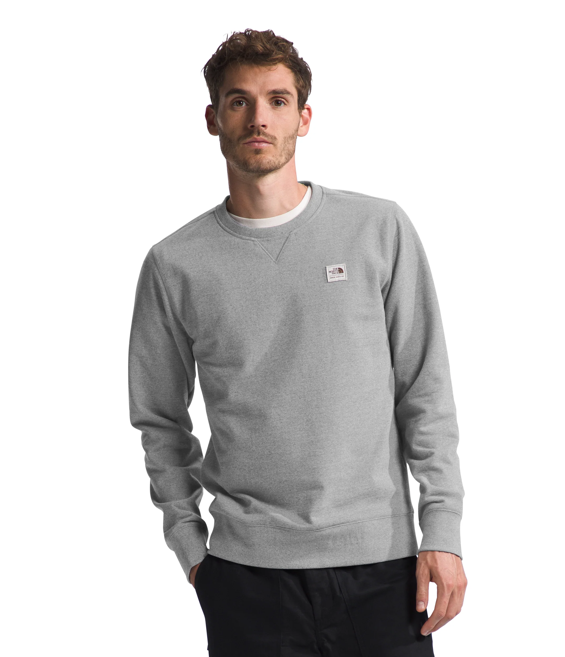 Men's Heritage Patch Crew TNF Medium Grey Heather TNF White