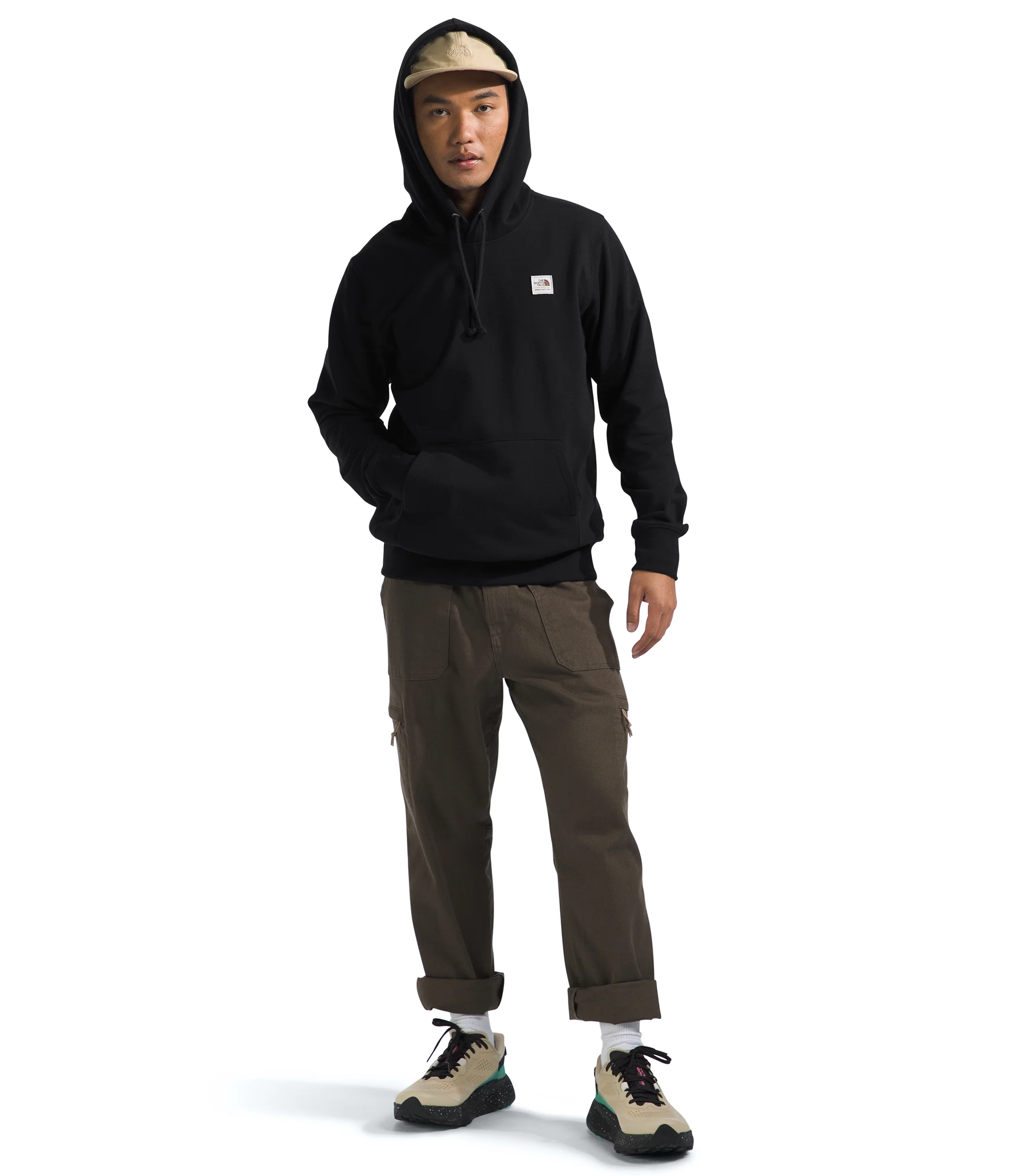 Men's Heritage Patch Pullover Hoodie TNF Black TNF White - Image 2