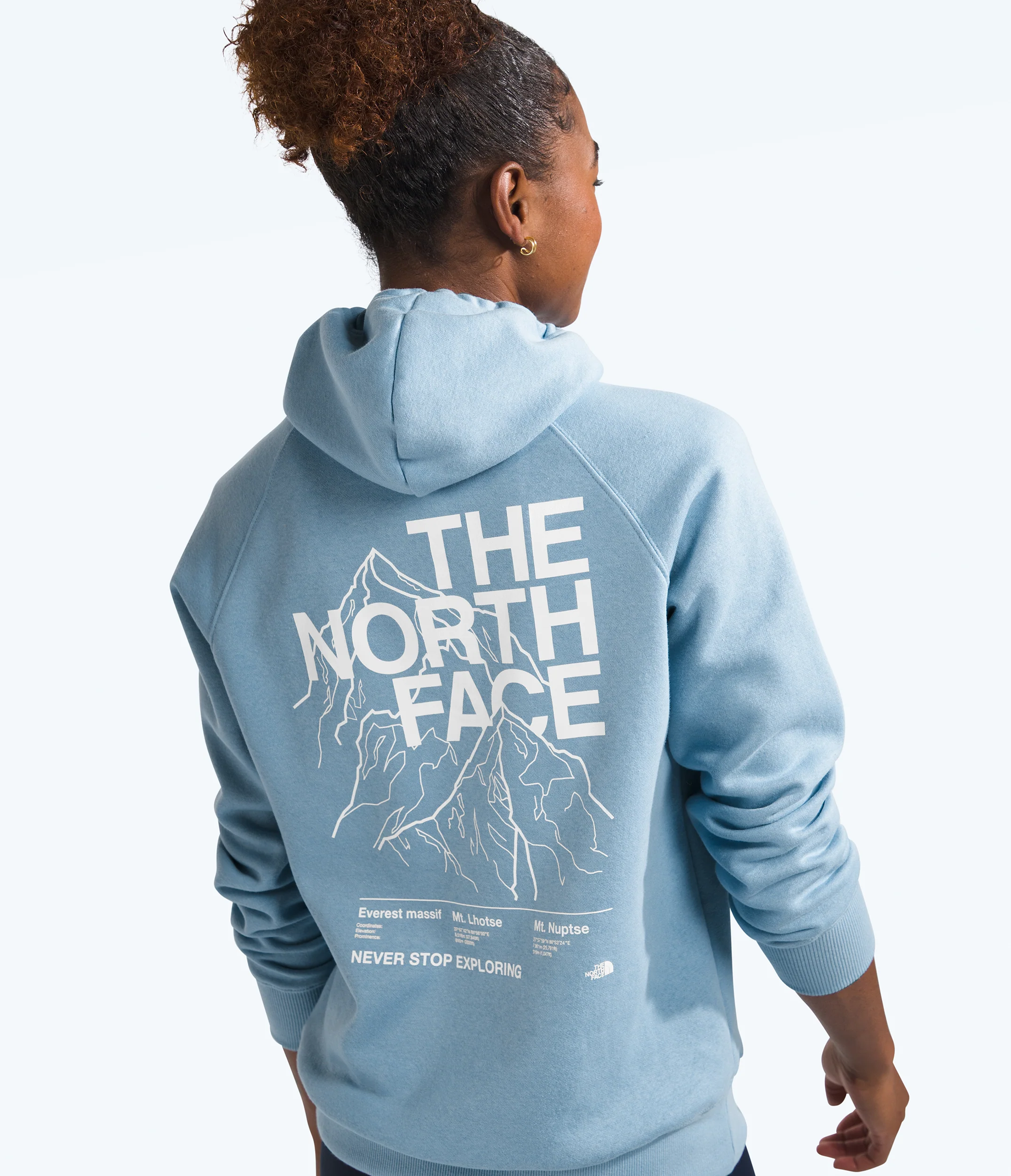 W Places We Love Hoodie Steel Blue TNF White - Image 2