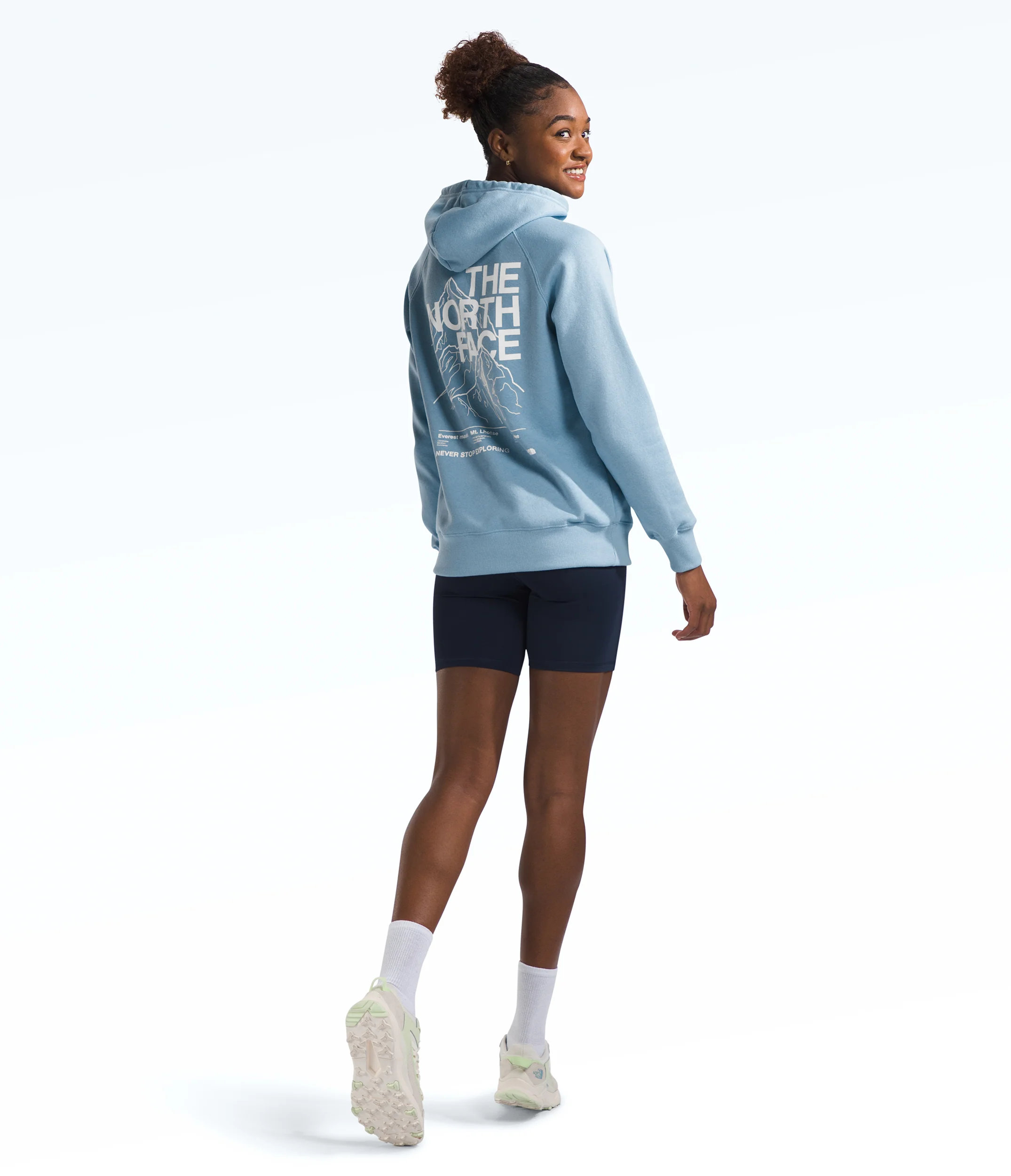 W Places We Love Hoodie Steel Blue TNF White - Image 3