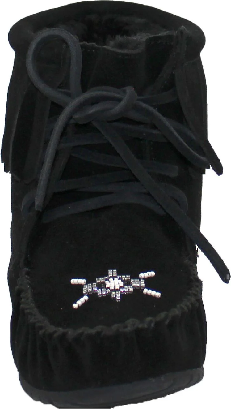 Short Laceup Black Suede Boot - Image 3