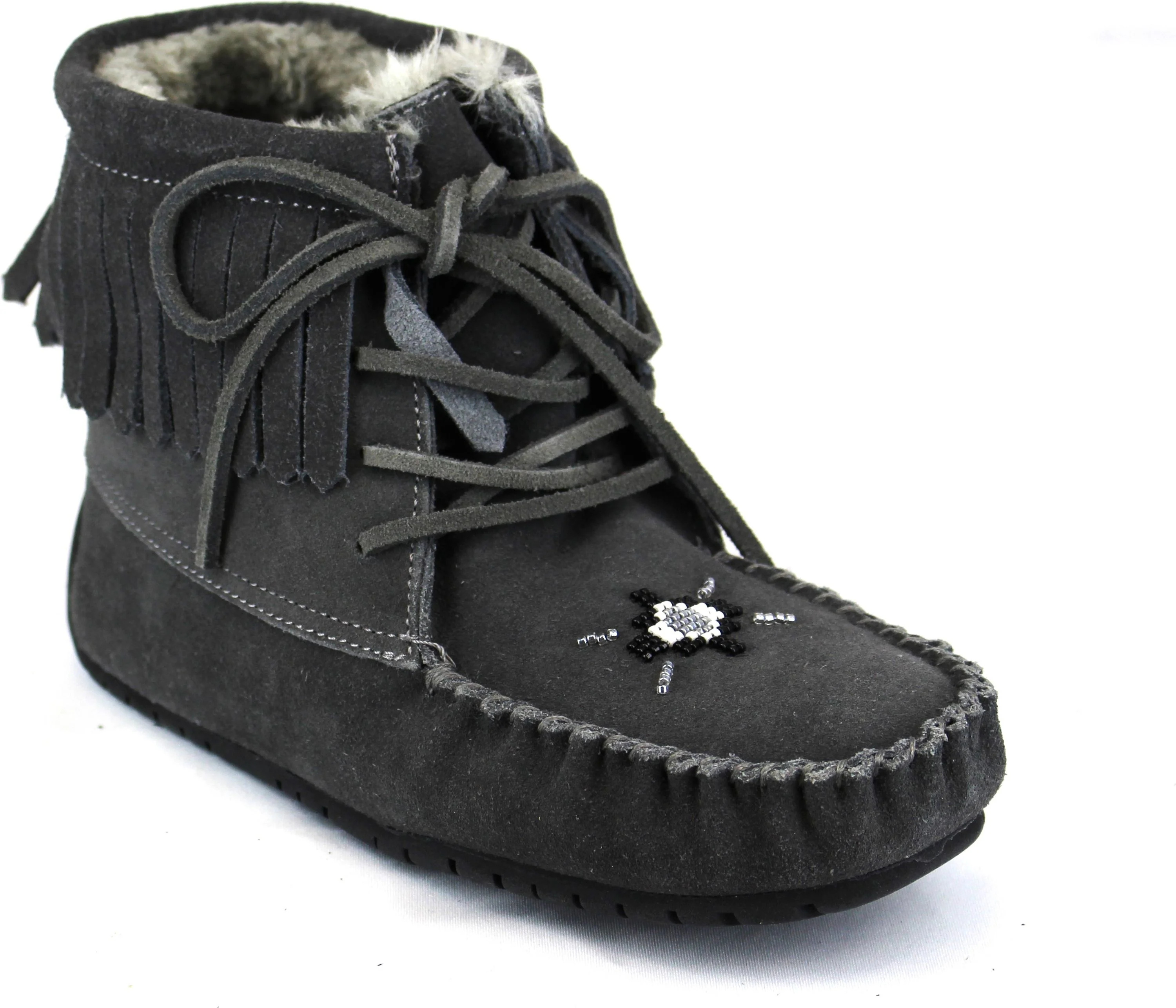 Short Laceup Charcoal Suede Boot