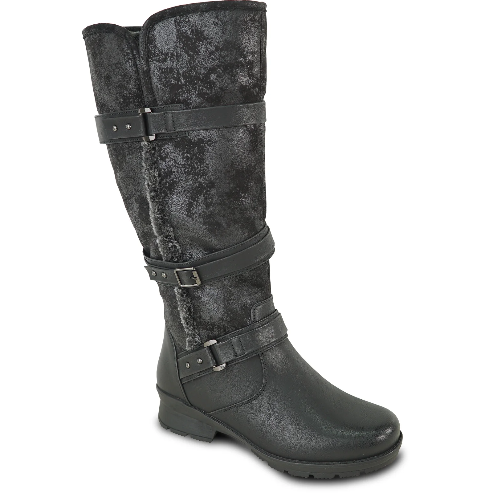 Tall Fur Lined Black Boot - Image 2